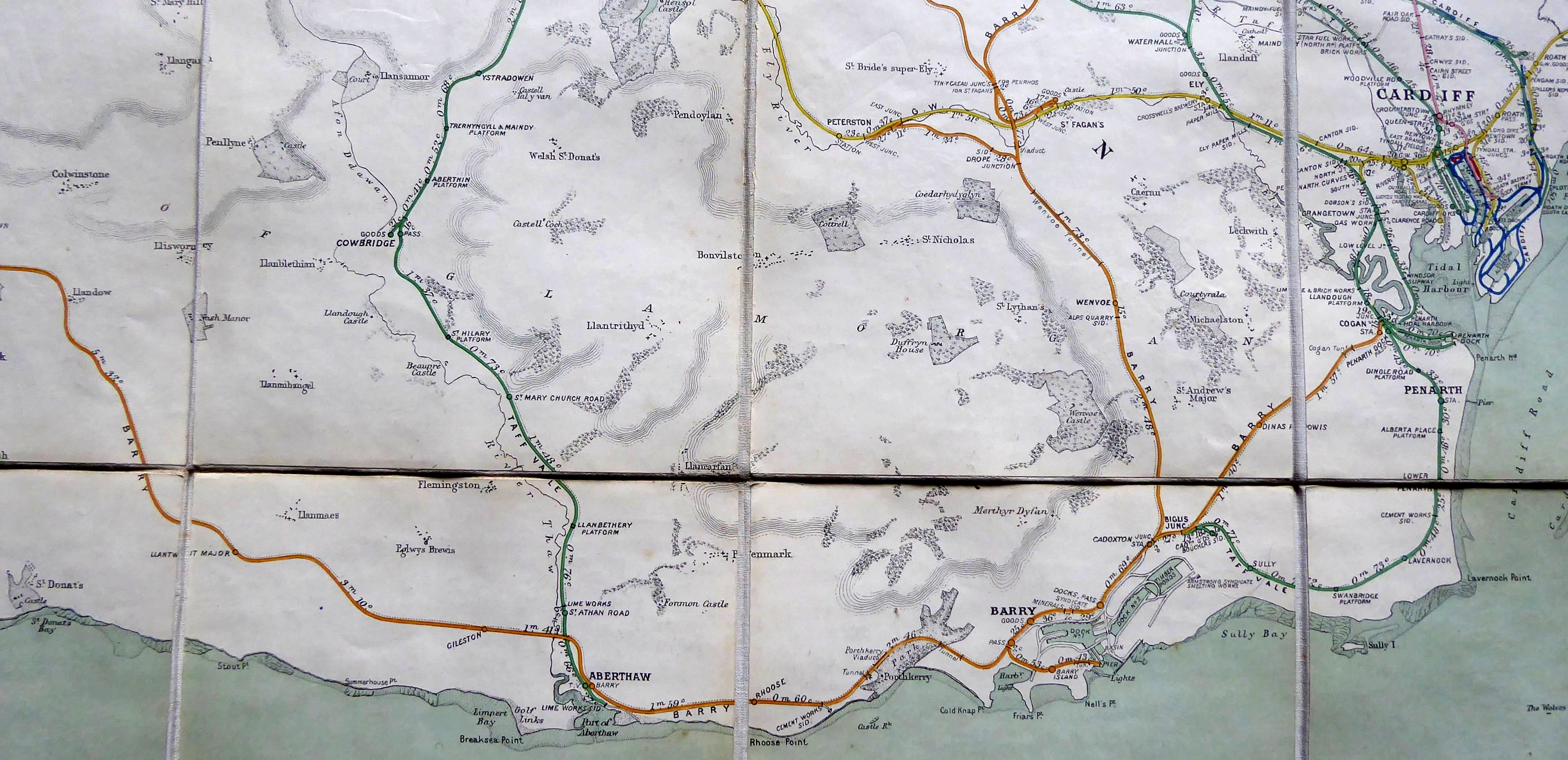 Map Barry Docks & Railway AND Taff Vale Railway